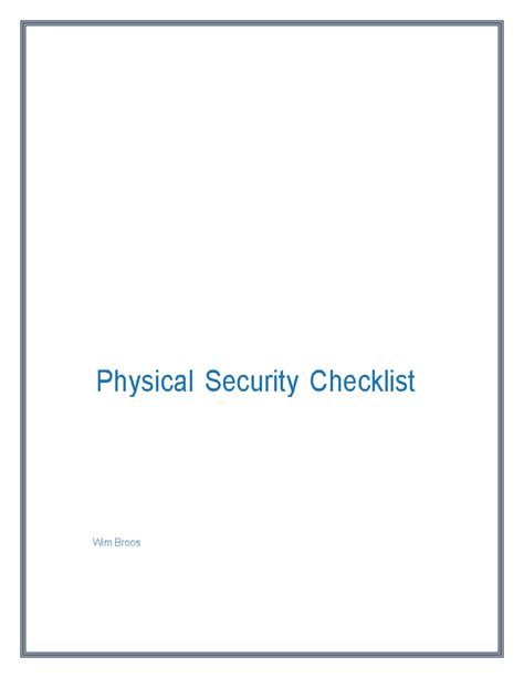 Physical-Security-Checklist - Physical Security Checklist Wim Broos