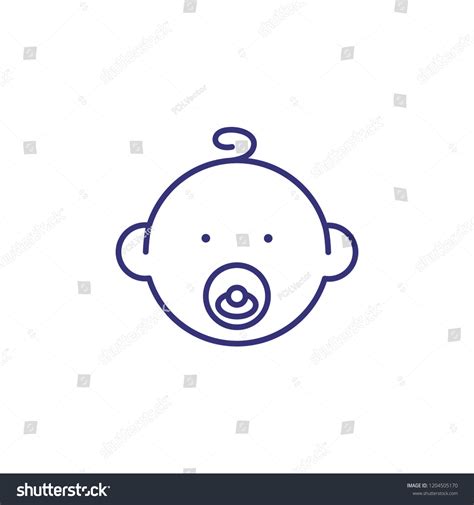 Baby Face Pacifier Line Icon Newborn Stock Vector Royalty Free