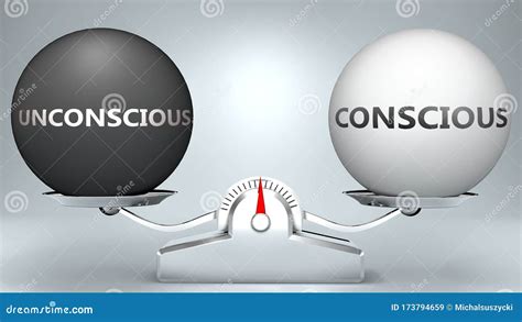 Unconscious And Conscious In Balance Pictured As A Scale And Words