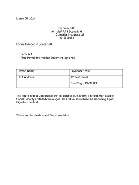 Fillable Online Tax Year X Mef Ats Informationinternal Revenue