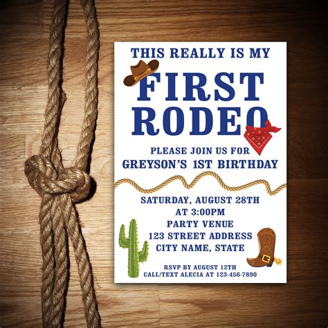 1st Rodeo Birthday Party Invitation Announcement Digital File Available