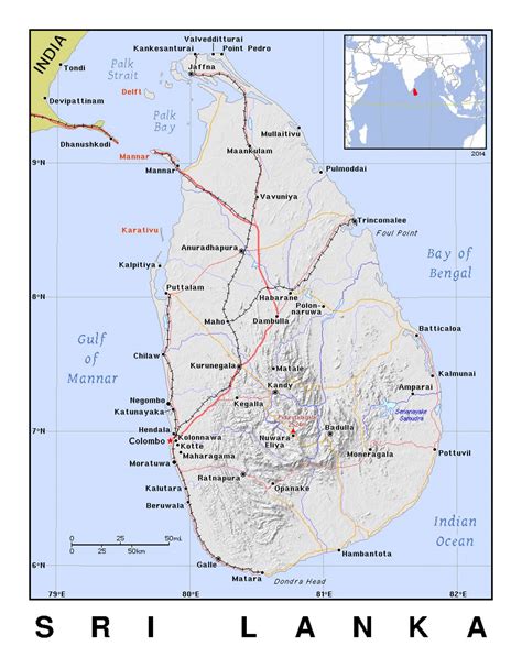 Large Political And Administrative Map Of Sri Lanka With Relief Roads