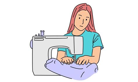 Woman Using Sewing Machine Graphic By Barnawi26 · Creative Fabrica