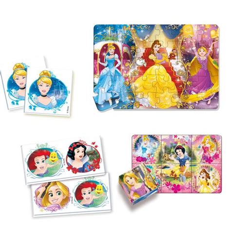 CLEMENTONI Disney Princesses Edukit 4 En 1 Memo Loto Puzzle Et Cubes