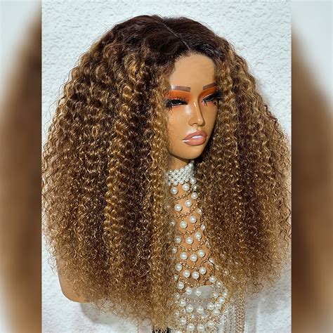 Brown Ombre Curly Wig With Honey Blonde Highlights West Kiss Hair