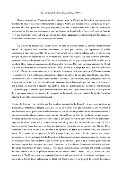 Conseil de sécurité de l ONU Les limites du Conseil de Sécurité de