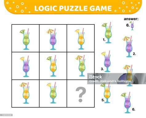 Permainan Puzzle Logika Koktail Minuman Dingin Segar Untuk Anakanak