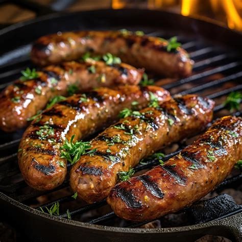 Salchichas A La Parrilla Con Especias Y Hierbas Foto Premium