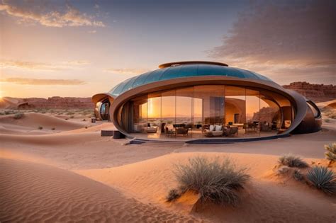 Foto Casa Futurista En El Desierto Foto Premium