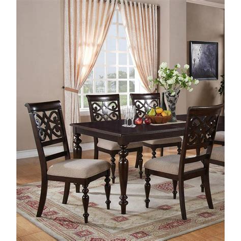 Cherry Finish Wood Dining Room Set 5pcs Transitional Cosmos Furniture Zora