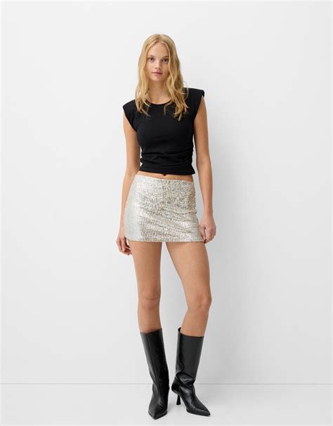 Mini Suknja Sa šljokicama Žene Bershka