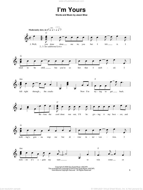 I M Yours Sheet Music Easy For Guitar Solo Chords Pdf