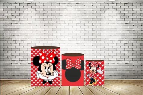 Capas De Cilindros Em Lona Minnie Vermelha Pe As Parcelamento Sem