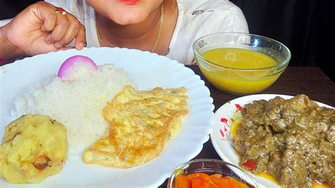 Asmr Eating Rice Aloo Bharta Egg Omelette Chicken Kosha Chutney 🥰 Asmr Eatingshow Youtube