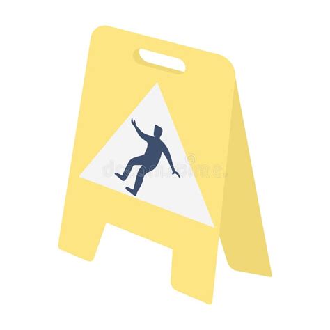 Slippery Floor Warning Sign Semi Flat Color Vector Object Stock Vector