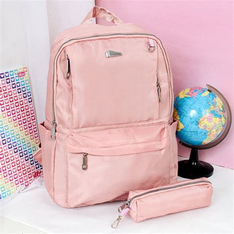 Mochila Universit Ria Estojo Imperme Vel Feminina Escolar Compre