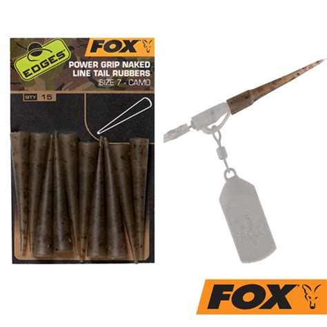 FOX Camo Power Grip Naked Line Tail Rubbers Size 7 Carp Outlet Shop