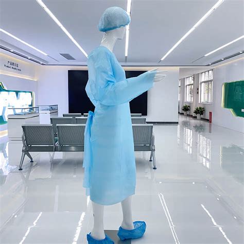 Rhycomme Open Back Cpe Plastic Isolation Gown Aami Level With Thumb