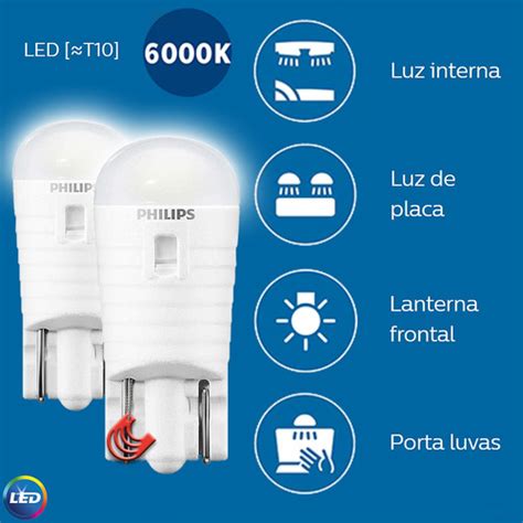 Lampada Philips Pingo Ultinon Led K W W T Super Branca Carroussel