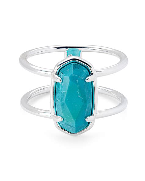 Elyse Sterling Silver Double Band Ring In Genuine Turquoise Kendra Scott