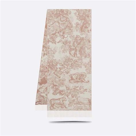 Dior Women Toile De Jouy Sauvage Scarf Rose Des Vents Cashmere And Wool