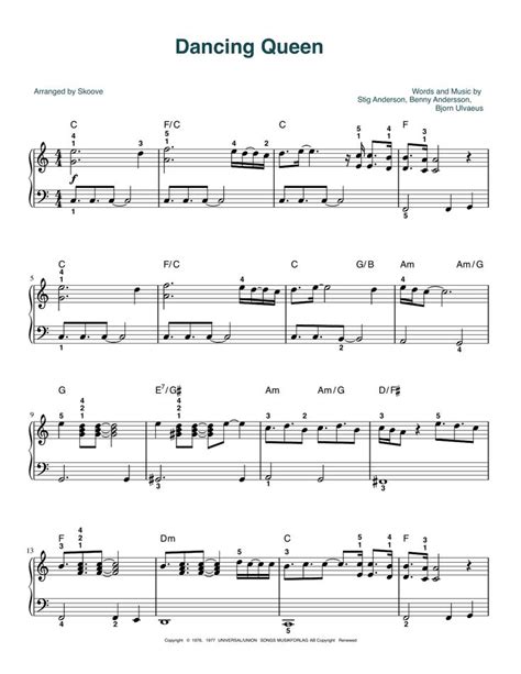 Abba Dancing Queen Arr Skoove Sheet Music Notes Chords In