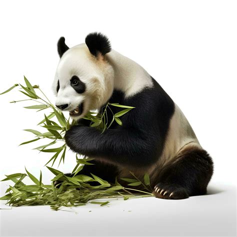 a panda eating bamboo on an isolated white background, AI Generative ...