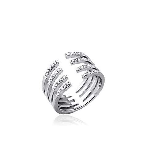 belle bague argent massif large anneau incrusté de zirconium