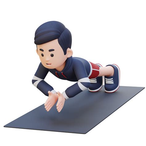 3d Sporty Male Character Performing Clap Push Up Exercise At Home Gym 25214176 Png