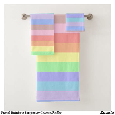 Pastel Rainbow Stripes Bath Towel Set Zazzle