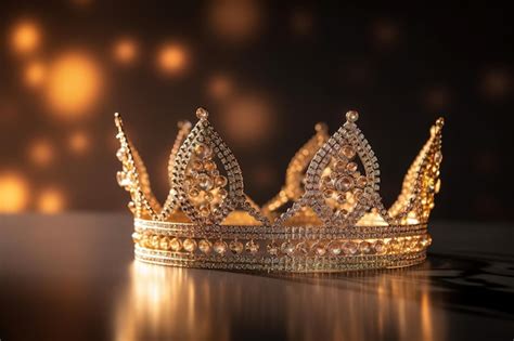 Premium Ai Image A Gold Crown With A Gold Crown On A Black Background