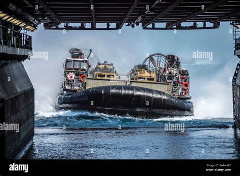 Landing Craft Air Cushion Approaches The Well Deck Of Uss Makin Island