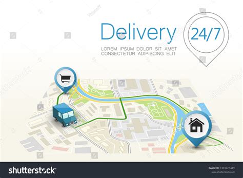 Delivery Navigation Route City Map Point Stock Vector (Royalty Free ...