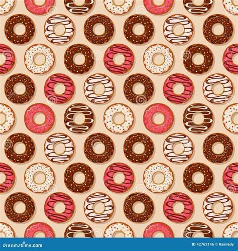 Donuts Background Vector Seamless Pattern Stock Vector Illustration