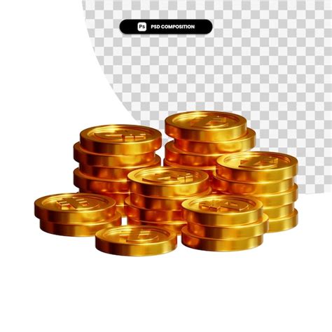 Premium Psd Stack Of Golden Coins In D Rendering Isolated