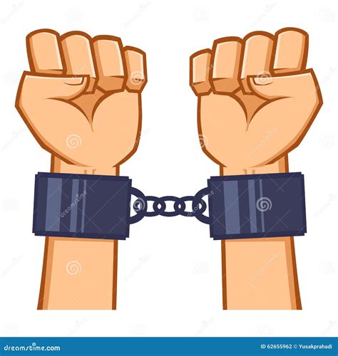 Captured Hands Chained With Handcuff Stock Vector Illustration Of