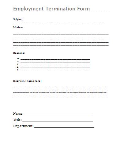 Employee Termination Form Free Printable Documents 30500 Hot Sex Picture