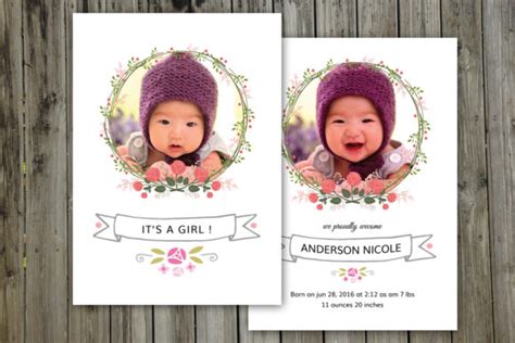 Printable Birth Announcement Card Graphic by sistecbd · Creative Fabrica