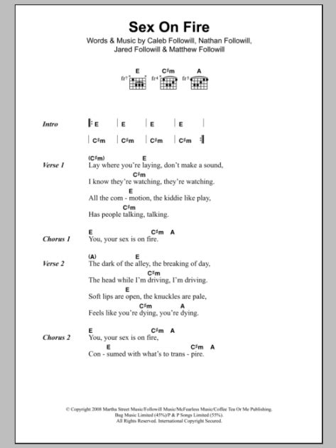 Sex On Fire Guitar Chords Lyrics Zzounds