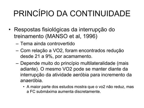 Principio Da Continuidade Principios Do Treinamento Desportivo Ppt