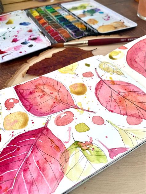 Watercolor Leaves Sketchbook In 2024 Watercolor Art Journal Abstract