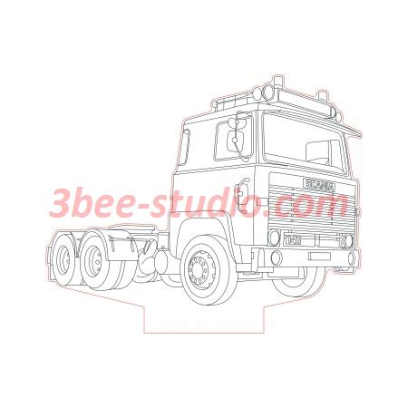 Scania 480 Truck With Trailer 3d Illusion Lamp Plan Vector File 3Bee