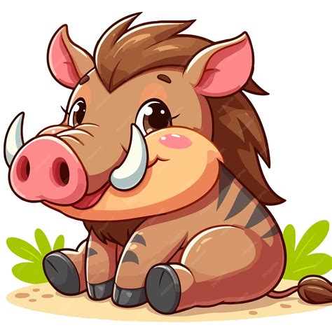 Premium Vector Cute Warthog Vector Cartoon Illustration