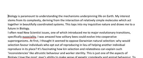 Personal Statement Example Biology Teaching Resources