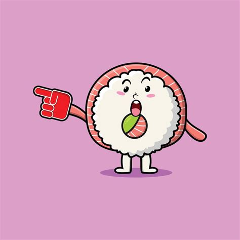 Cute Cartoon sushi sashimi with foam finger glove 11512240 Vector Art ...