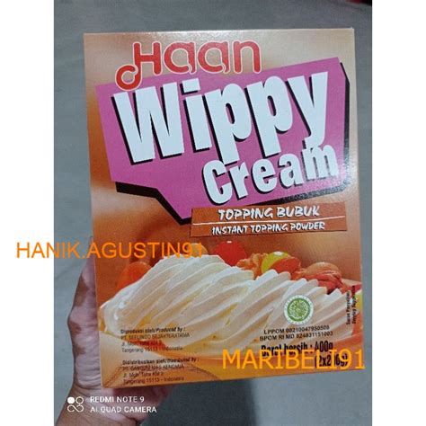 Jual Haan Wippy Whippy Whipped Whip Whipping Cream Topping Bubuk 400