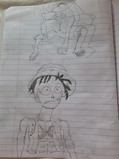 Gear 2 luffy on the top and another luffy drawing below. These are my ...