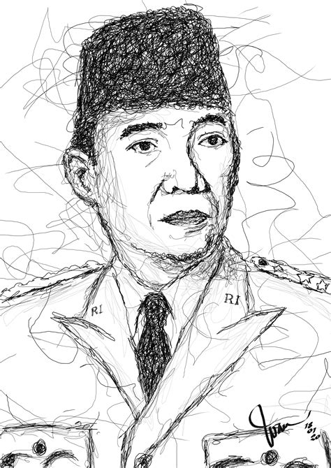 Ir Soekarno Scribble Art Sketsa Gambar Ukiran Sketsa Gambar Seni