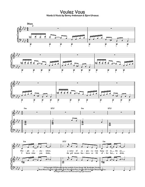 Abba Voulez Vous Sheet Music And Printable Pdf Music Notes Sheet Music Sheet Music Notes