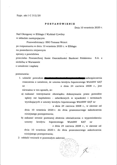 Zabezpieczenie Roszczenia Pko Bp Wstrzymanie Konieczno Ci Sp Aty